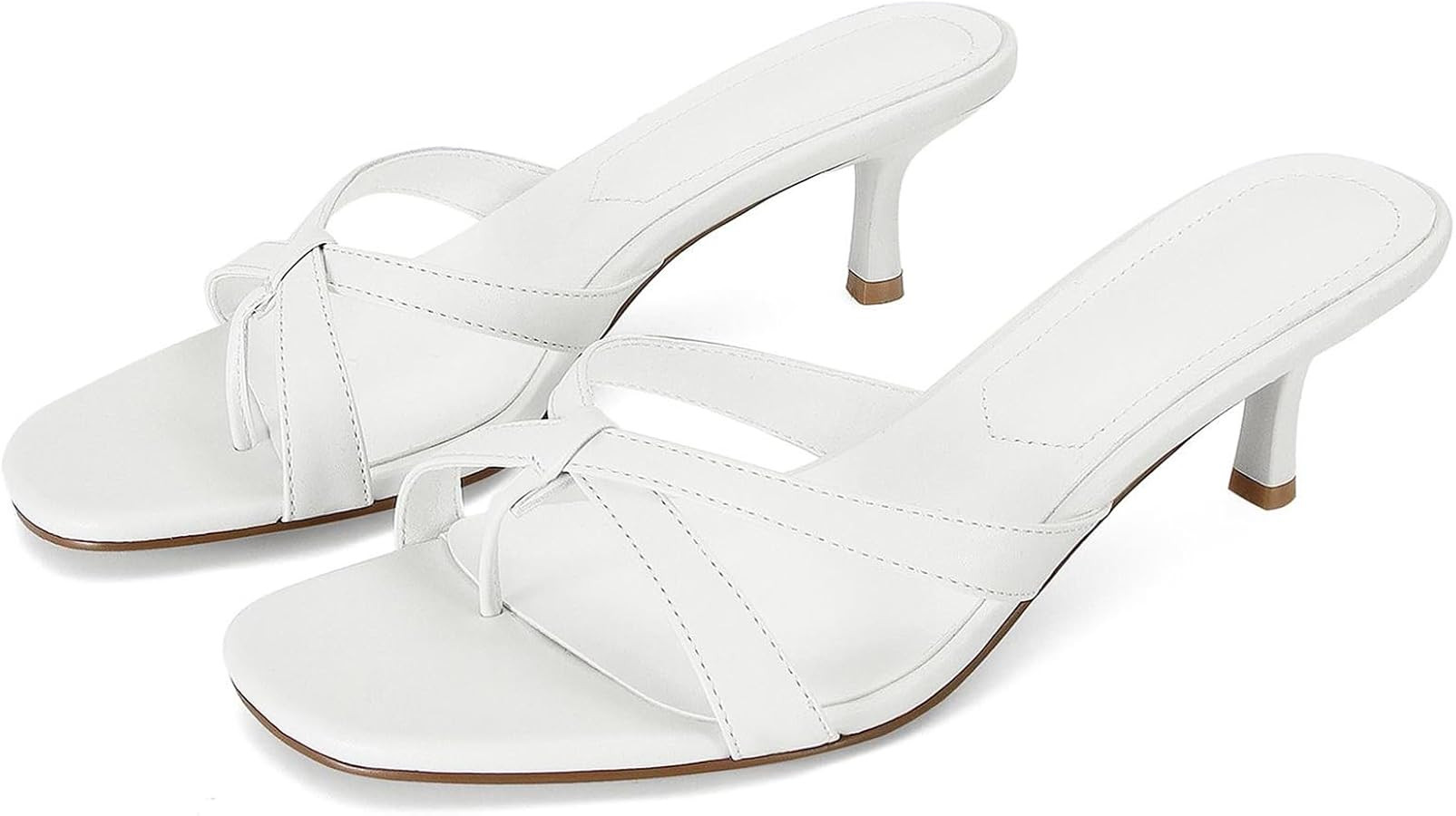 Dsevht Gold Kitten Heel Sandals for Women Flip Flop Strappy Mule heels Rounded Open Toe Heeled Th... | Amazon (US)