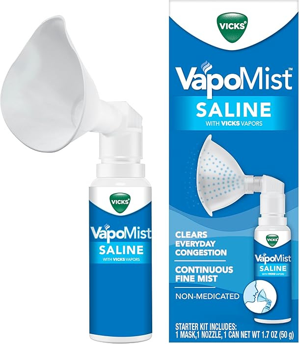 Vicks VapoMist Saline, Gentle Saline Mist with Soothing Vicks Vapors, Non- Medicated, 1.7 oz | Amazon (US)