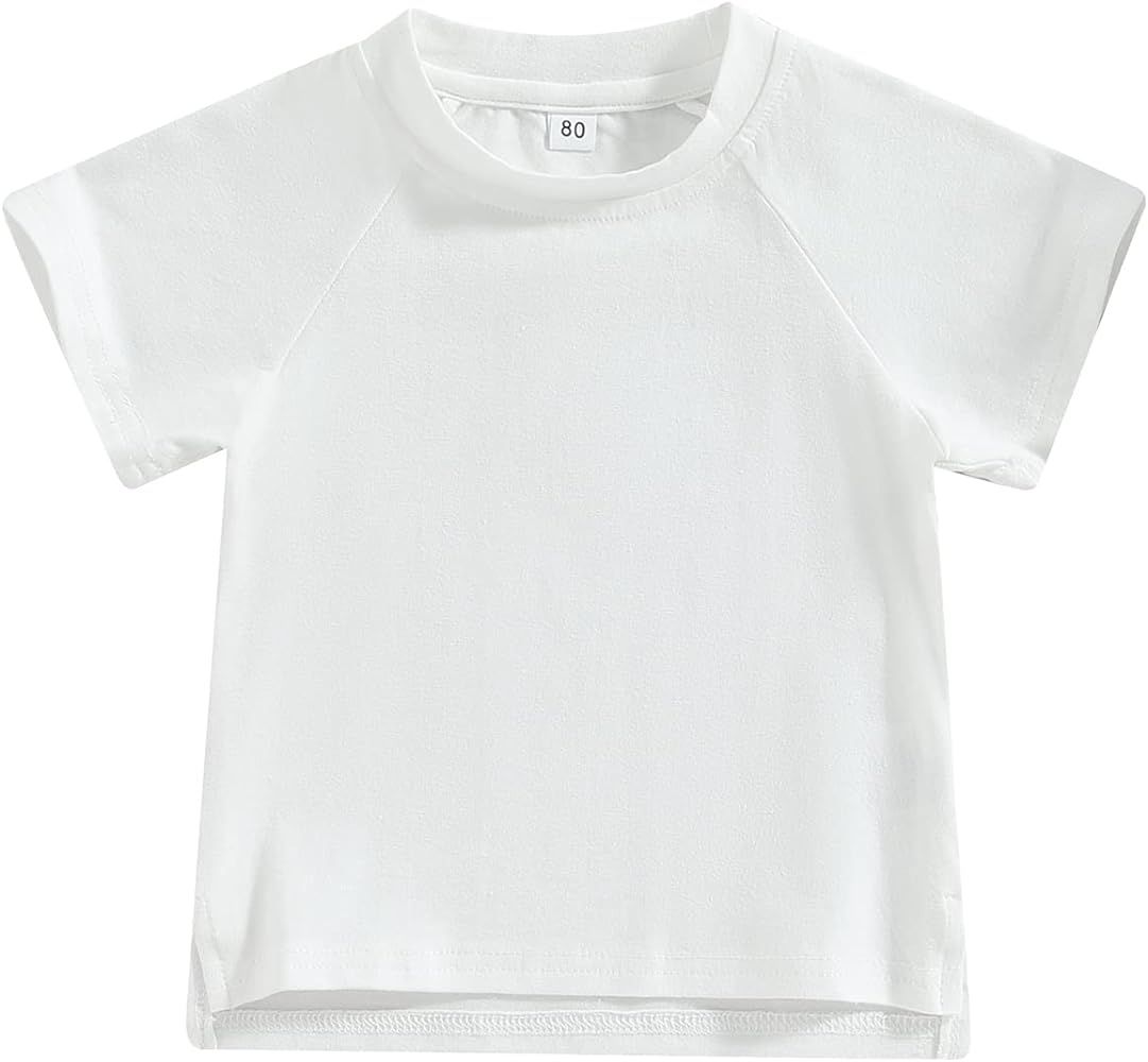 AEEMCEM Unisex Toddler Baby Boy Girl Basic Solid Cotton Short Sleeve T-Shirt Crewneck Tee Shirts Top | Amazon (US)