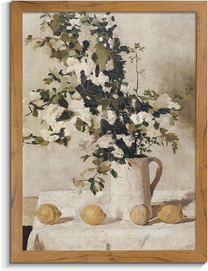 Vintage Flower Poster - Lemon Still Life Wall Decor- Framed Canvas Prints Wall Art Home Decor - R... | Amazon (US)