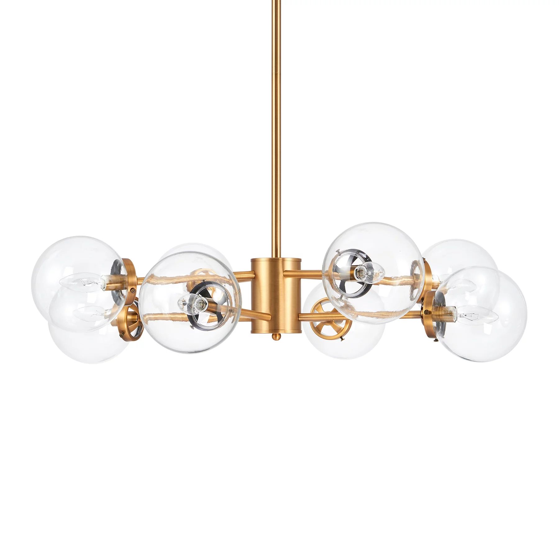 Preenex With Transparent glass lampshade 8-Globe Linear Sputnik Chandelier | Mid Century Modern B... | Walmart (US)