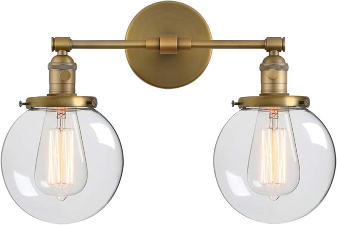 Phansthy Double Sconce Vintage Industrial 2-Light Wall Light with 5.9 Inches Clear Glass Canopy(A... | Amazon (US)