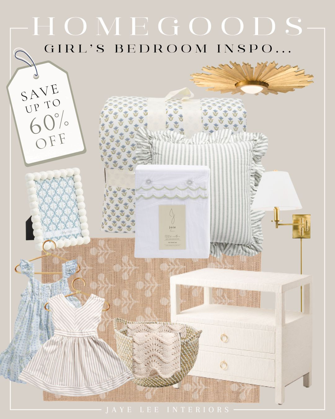 Just IN: sweet accents on sale for a little girl's bedroom at Homegoods, Marshall's and TJ Maxx... white nightstand, blue and white girls room, toddler girl bedroom, jute rug, scalloped lampshade, ruffle throw pillows, nursery, picture frames, girl bedding, floral bedding, striped throw pillow, bedside sconce light, wall light, little girl dresses, basket storage

#LTKHome#LTKBaby#LTKKids 

 #LTKSaleAlert