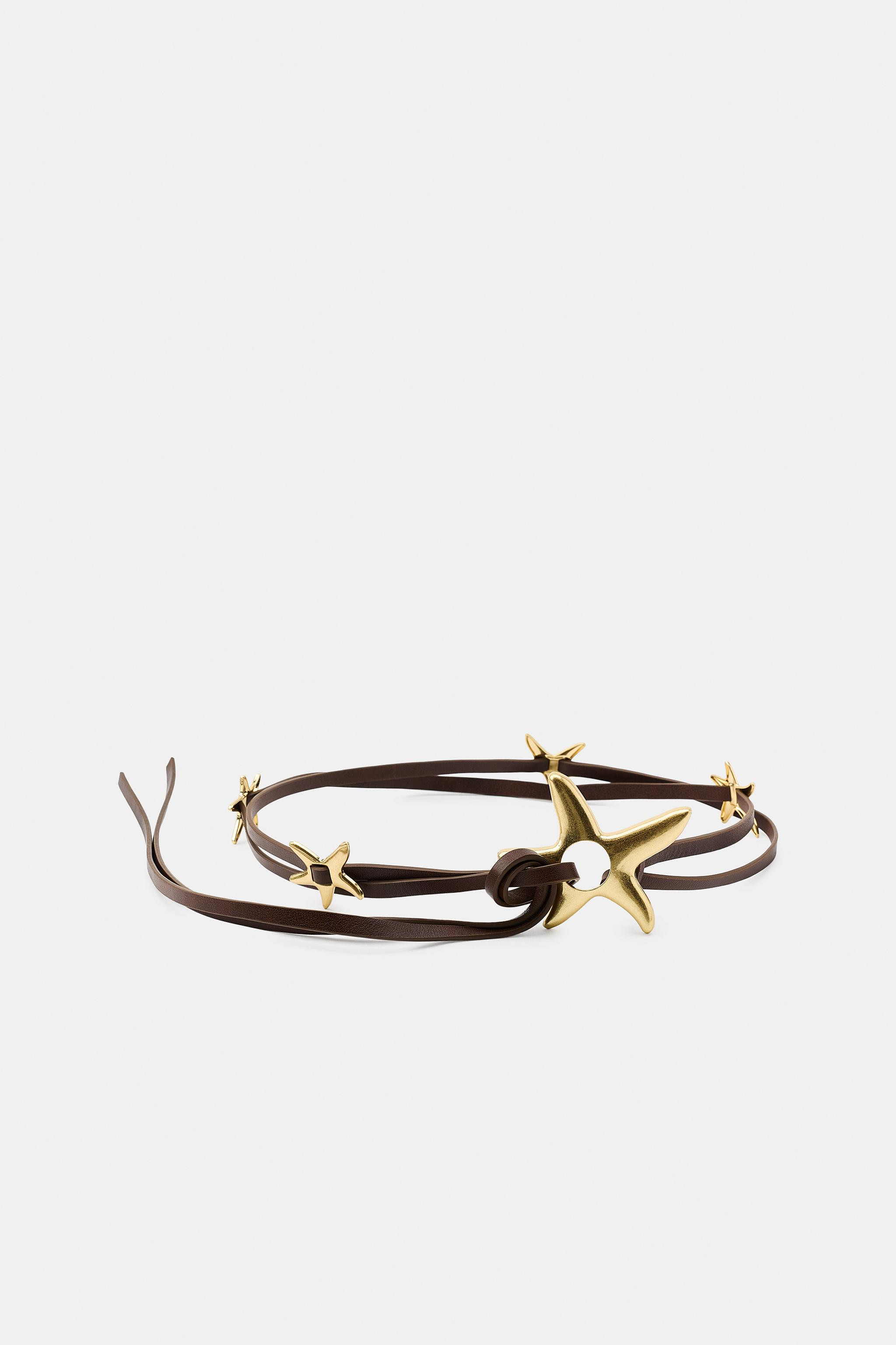 100% LEATHER DOUBLE STAR BELT | Zara Canada