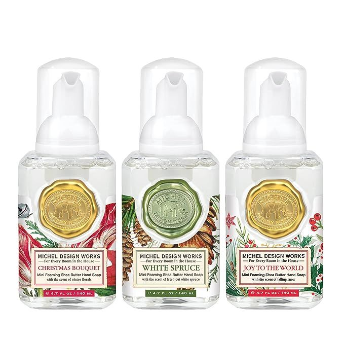 Michel Design Works Mini Foaming Soap 3-Pack Set (Christmas Bouquet, White Spruce, Joy to the Wor... | Amazon (US)