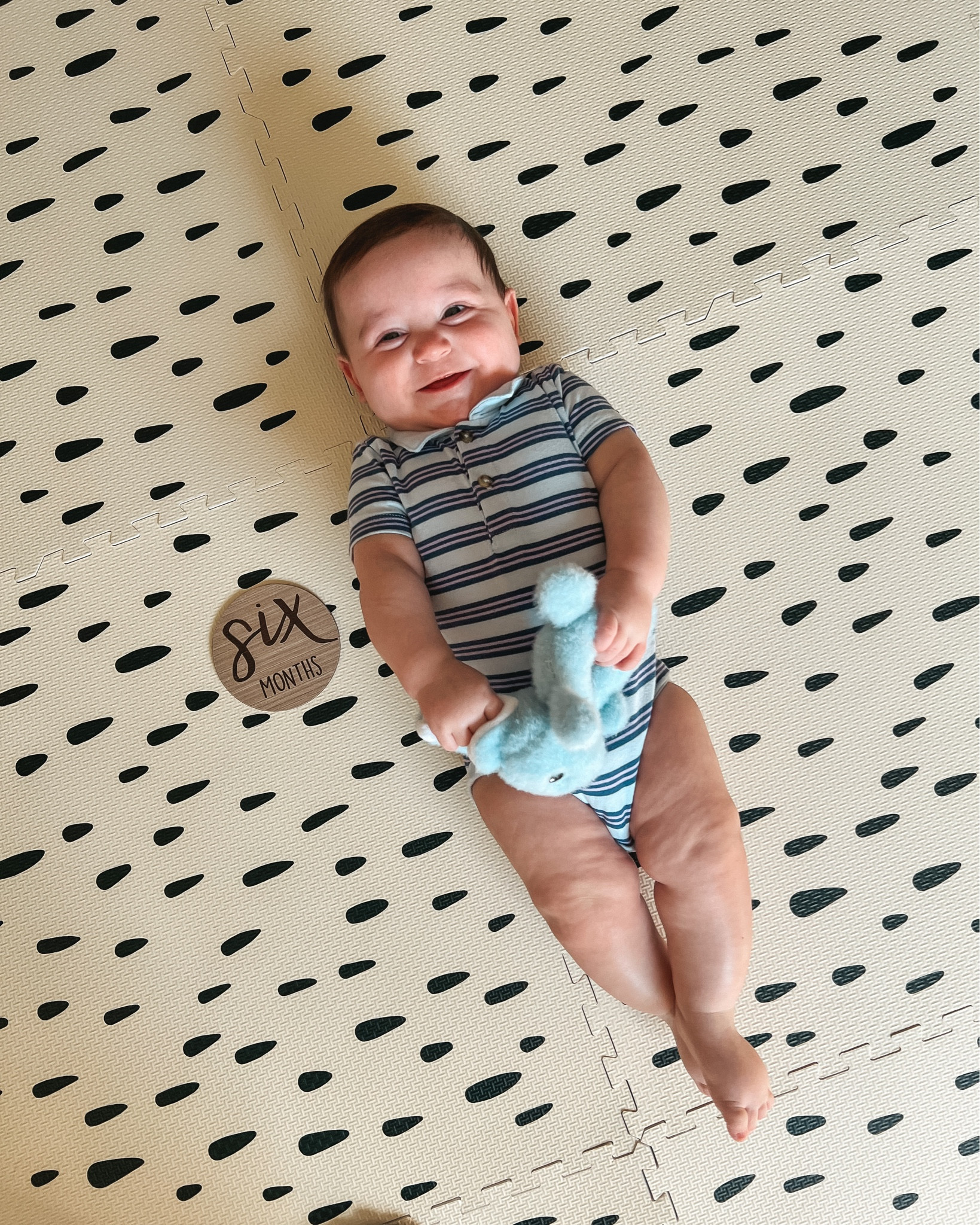 Milestone photo. 6 months old. Baby playmat. Baby nursery. Six months old photo shoot. Baby boy clothes. 

#LTKbaby
