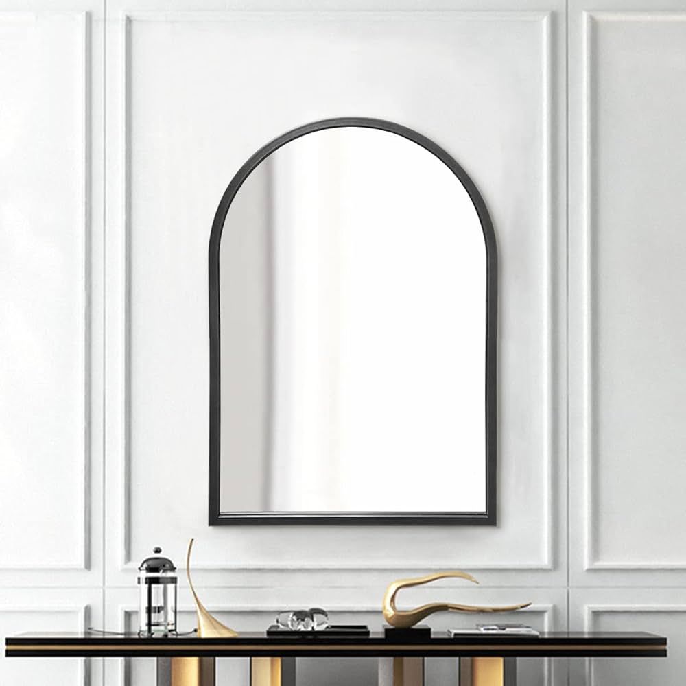 TinyTimes 20" x 30" Arched Wall Mirror, Bathroom Mirror, Vanity Mirror, Large Mirror with Metal F... | Amazon (US)