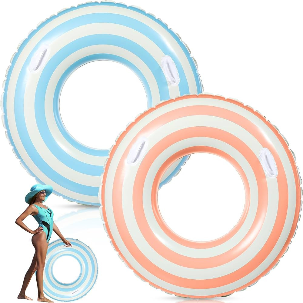 Gemscream 2 Pcs Large Adult Size Pool Ring Floats Swim Ring with Handles 47. 24 Inch Inflatable S... | Amazon (US)