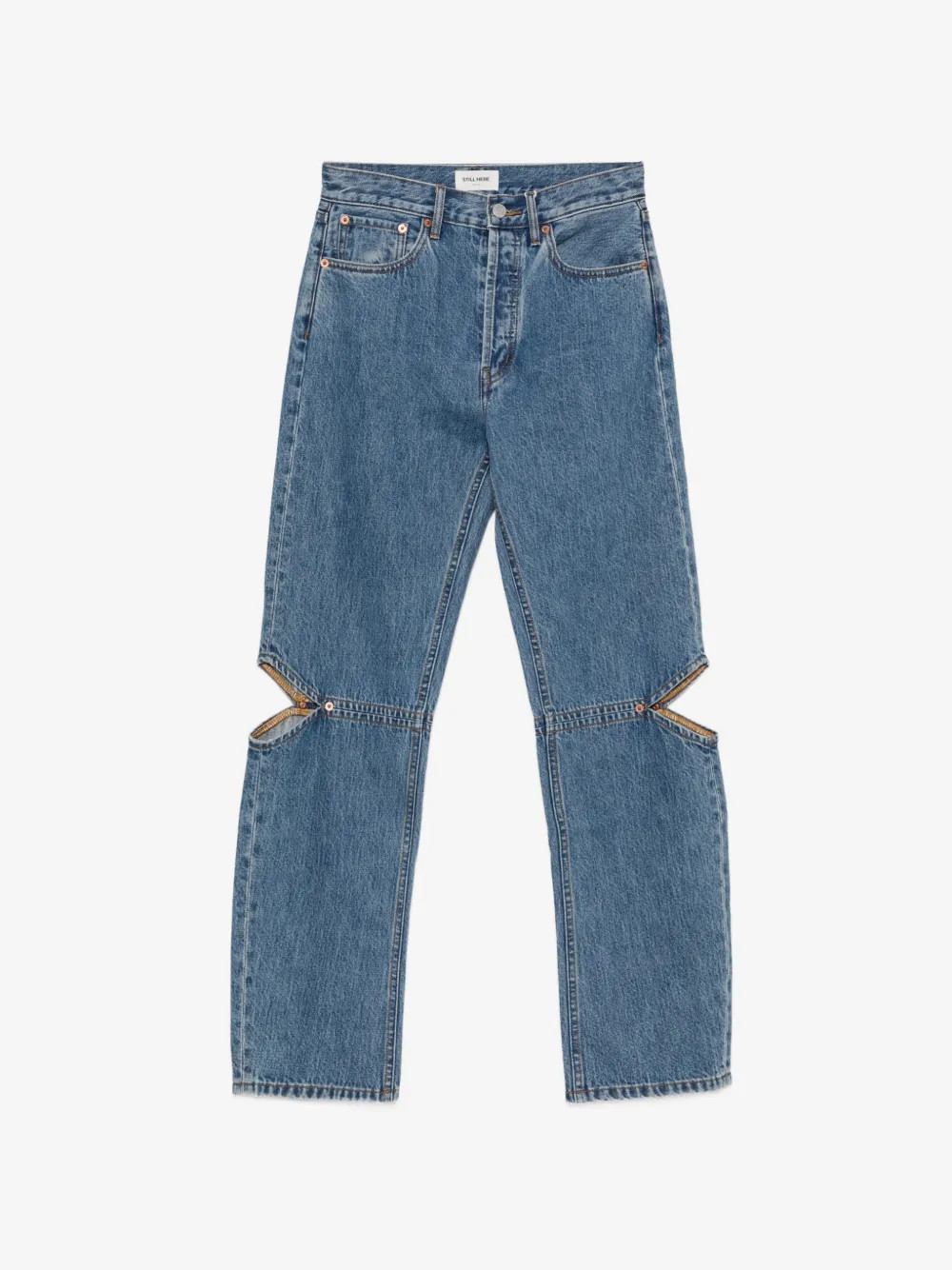 Still Here cut-out straight-leg jeans - Blue | Farfetch Global