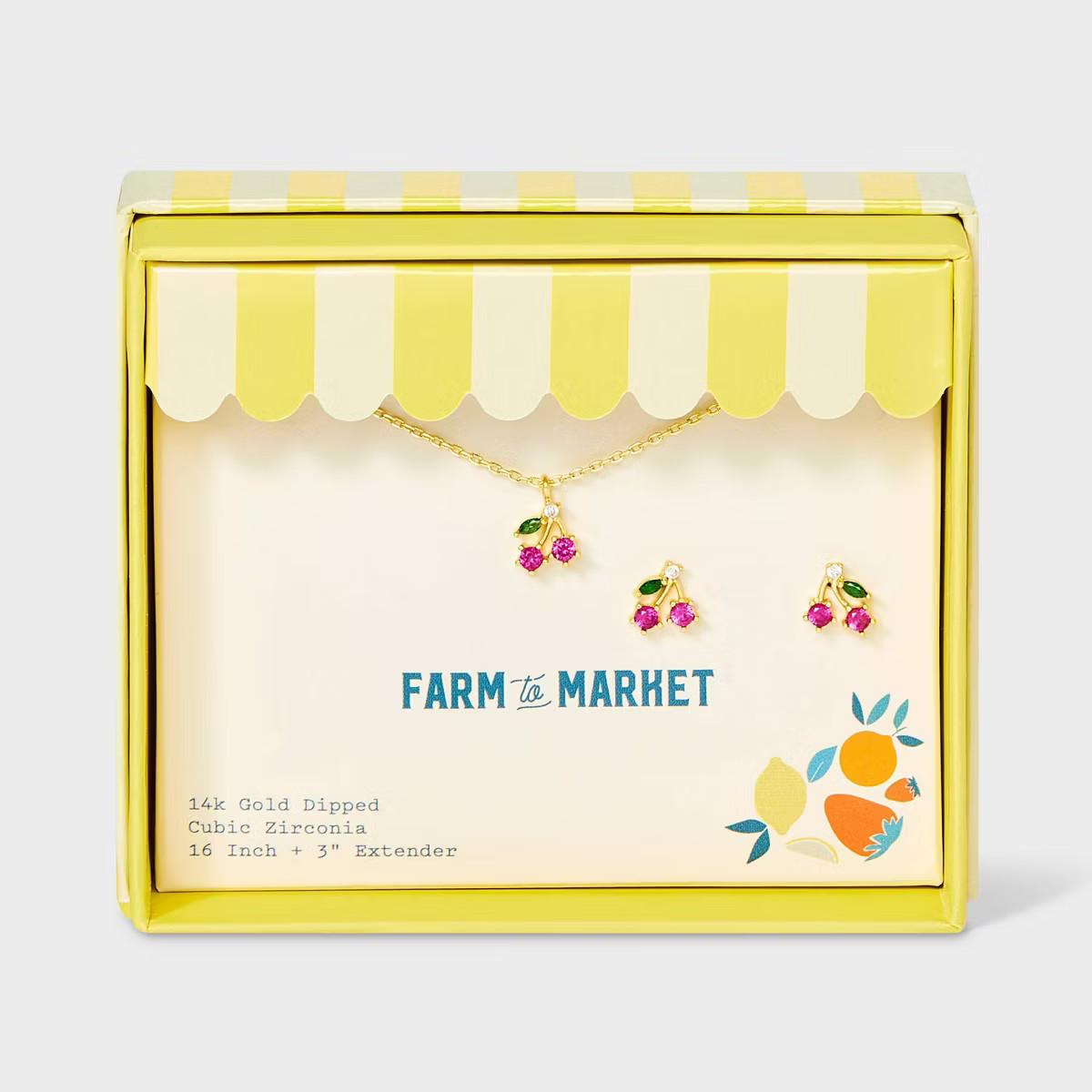 14K Gold Dipped Cherry Stud Earring and Pendant Necklace Set 2pc - A New Day™ Gold/Red | Target