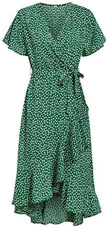 BerryGo Women's Boho V Neck Ruffle Floral Wrap Maxi Dress | Amazon (US)