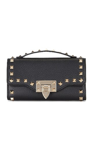 Valentino Garavani Rockstud Wallet on Chain Bag in Nero | FWRD | FWRD 