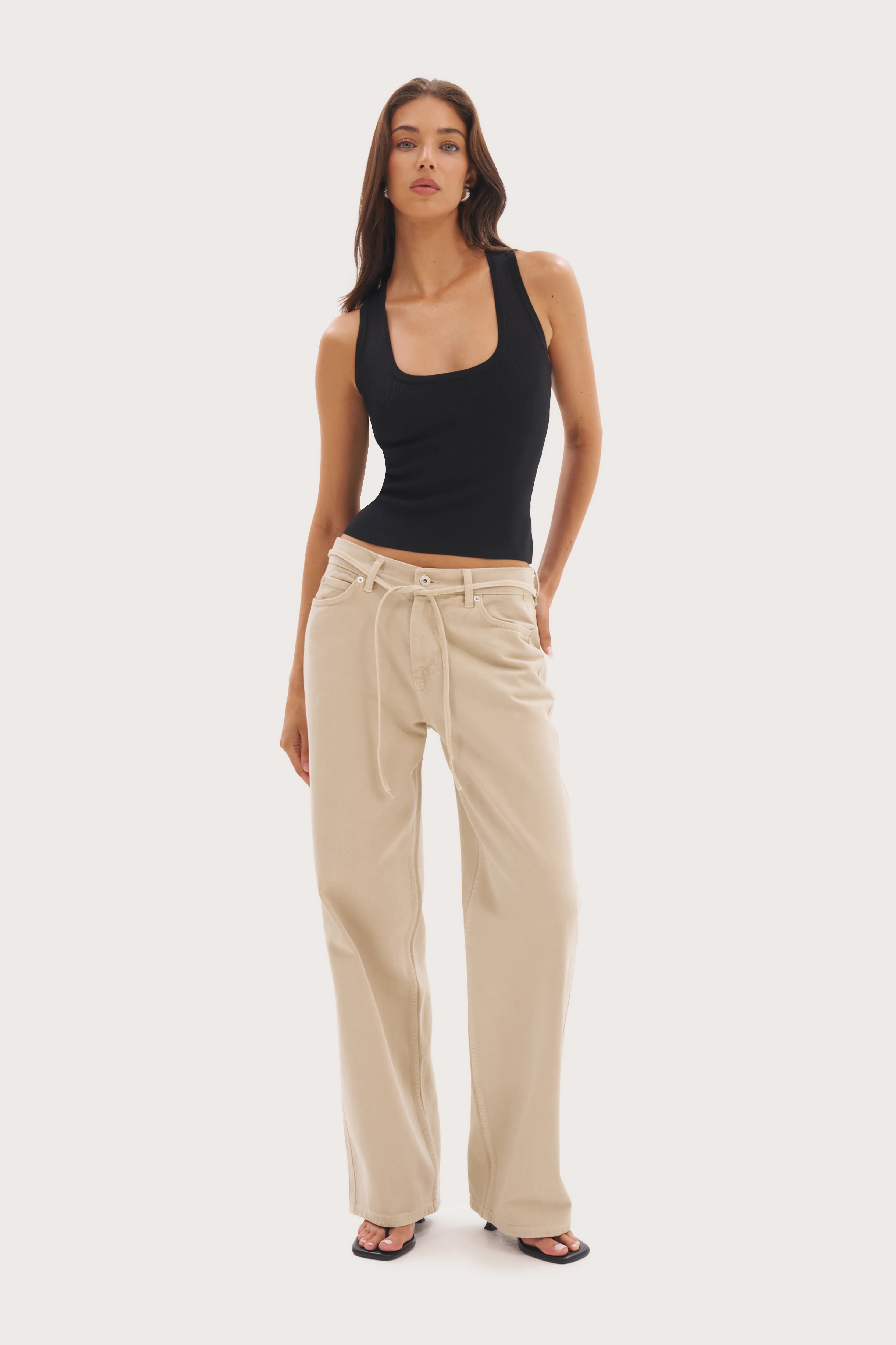 Maebe Downtown Tie-Waist Jeans - Sand | Maebe UK