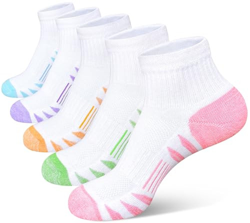 Heyoboy Womens Ankle Anti-blister Thick Cushioned Cotton Wicking Hiking Athletic Running Socks 5 ... | Amazon (US)