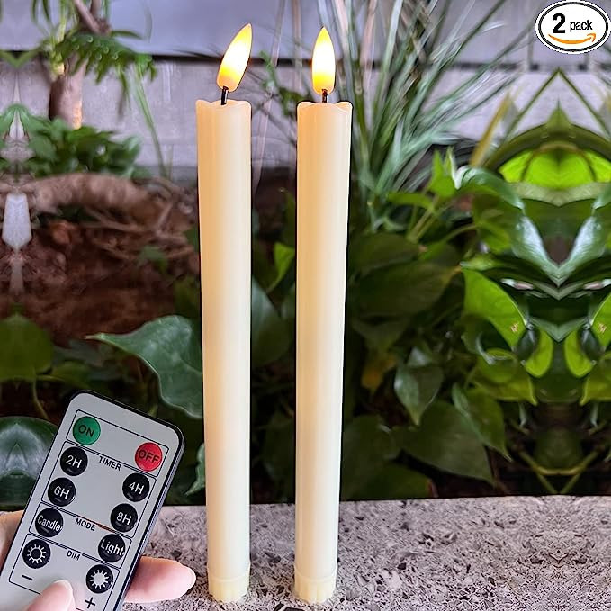 3D Black Wick Led Battery Operated Flameless Taper Candles Light with Remote &Timer,Electric Fake... | Amazon (US)