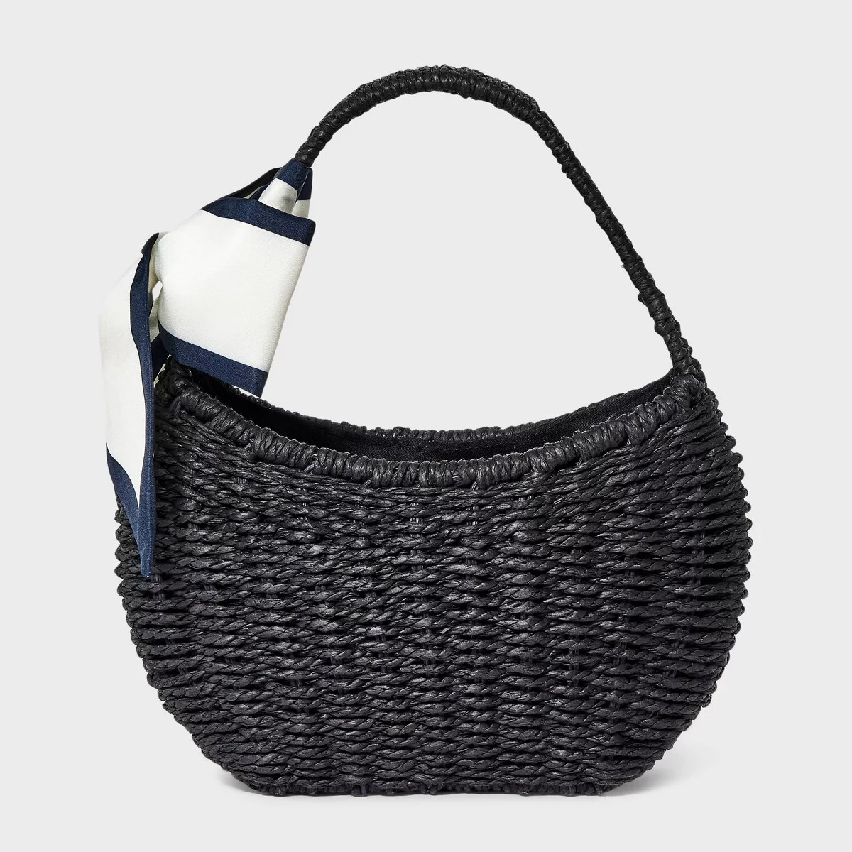 Straw Mini Bag with Bow - A New Day™ Black: Woven Paper Straw, Structured Shoulder Handbag, Sin... | Target