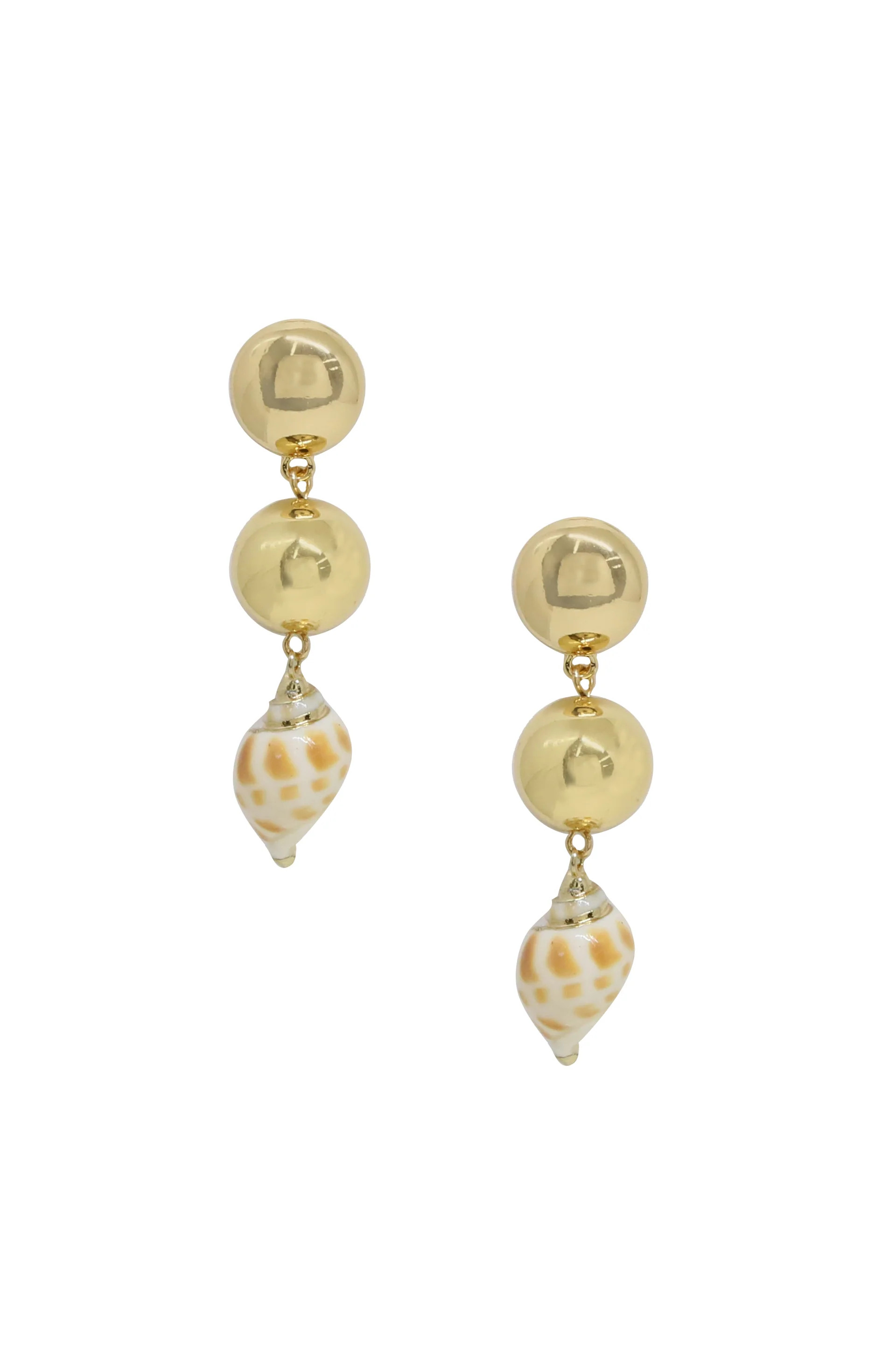 Conch Shell 18k Gold Plated Drop Earrings | Ettika