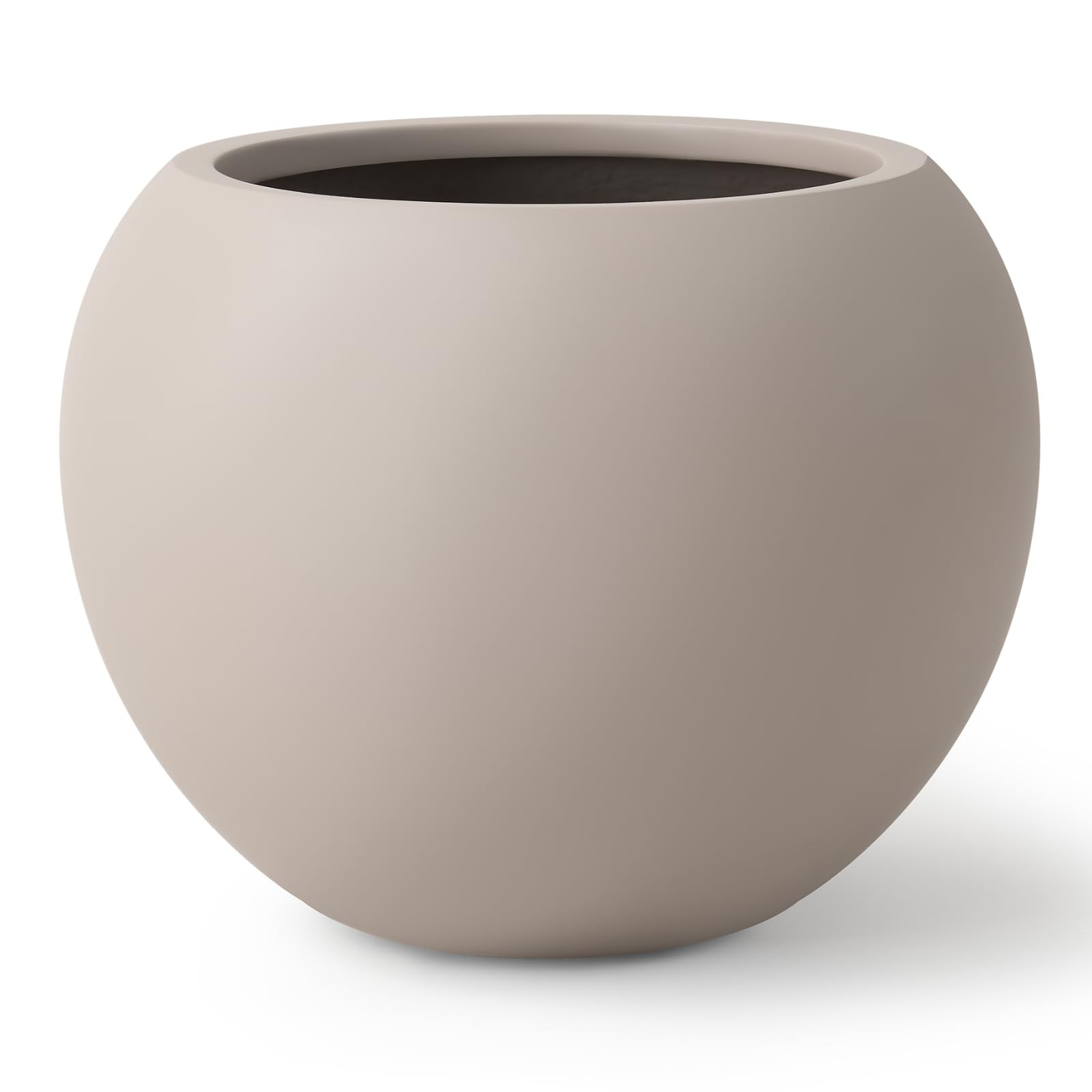 9.7" H x 12" D Premium Globo Fiberstone Round Planter with Drainage Hole, Smooth Finishes, Weathe... | Amazon (US)