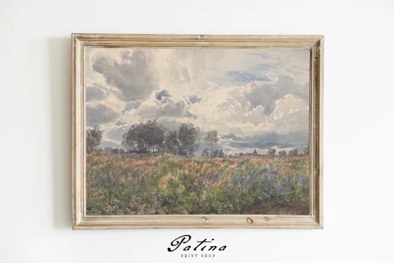 Vintage Spring Landscape Print | Antique Wall Art | Field Painting | Farmhouse Cottage Decor | Pr... | Etsy (US)