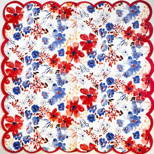 Red Blue Floral Paper Napkin for Decoupage, Summer Wildflowers Watercolor Flowers Rustic Garden D... | Etsy (Global)