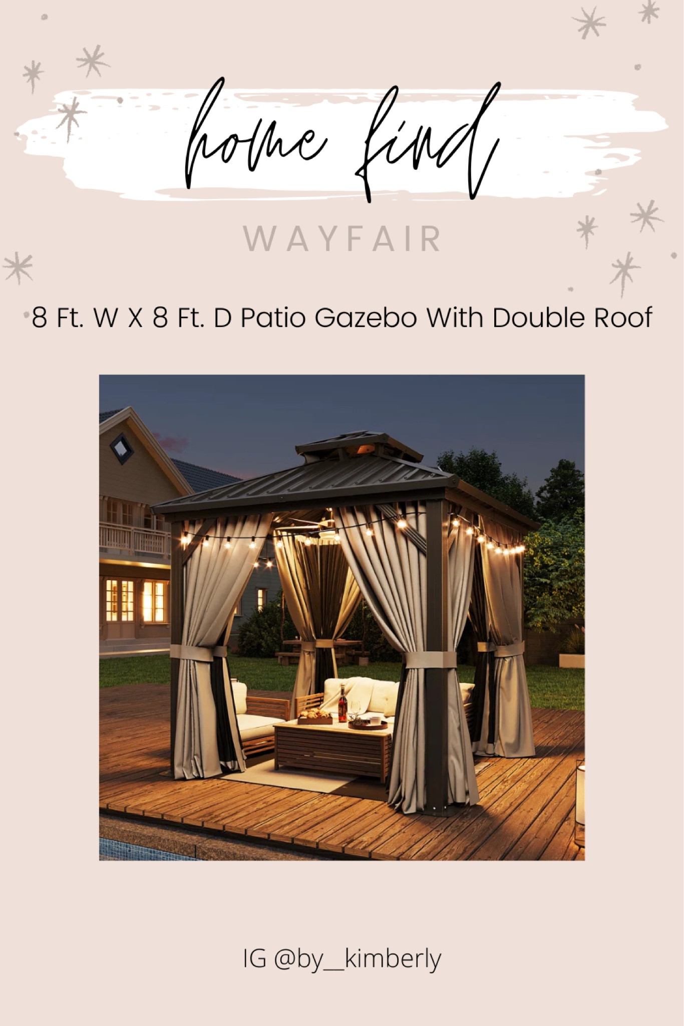 Home find from Wayfair - 8 Ft. W X 8 Ft. D Patio Gazebo With Double Roof

US 🇺🇸 & CA 🇨🇦 links below! 

#LTKhome #patio 

#LTKcanada