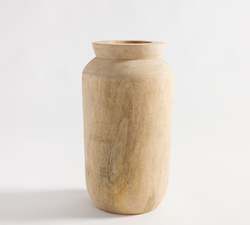 Mango Wood Narrow Neck Vase, Natural | Pottery Barn (US)