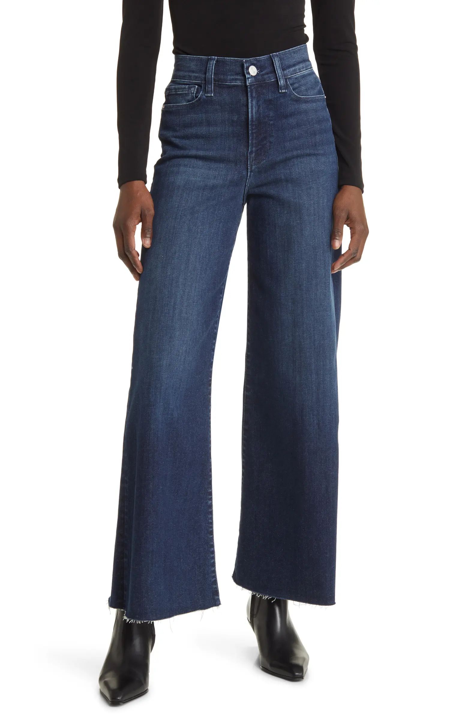 FRAME Le Palazzo Raw Hem High Waist Crop Wide Leg Jeans | Nordstrom | Nordstrom