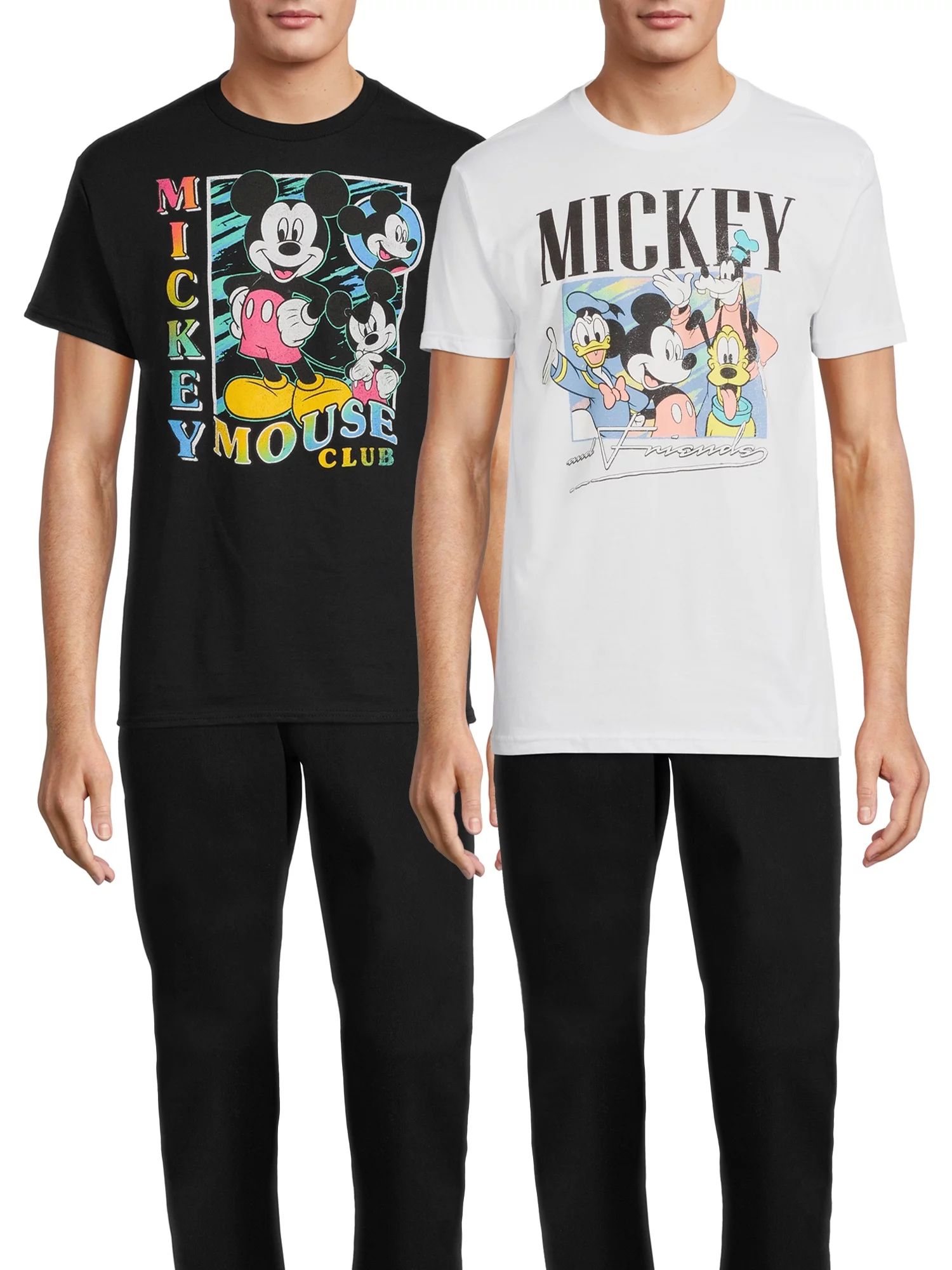 Disney Men's & Big Men's Mickey Trio Box Graphic Tees, 2-Pack, Sizes S-3XL | Walmart (US)