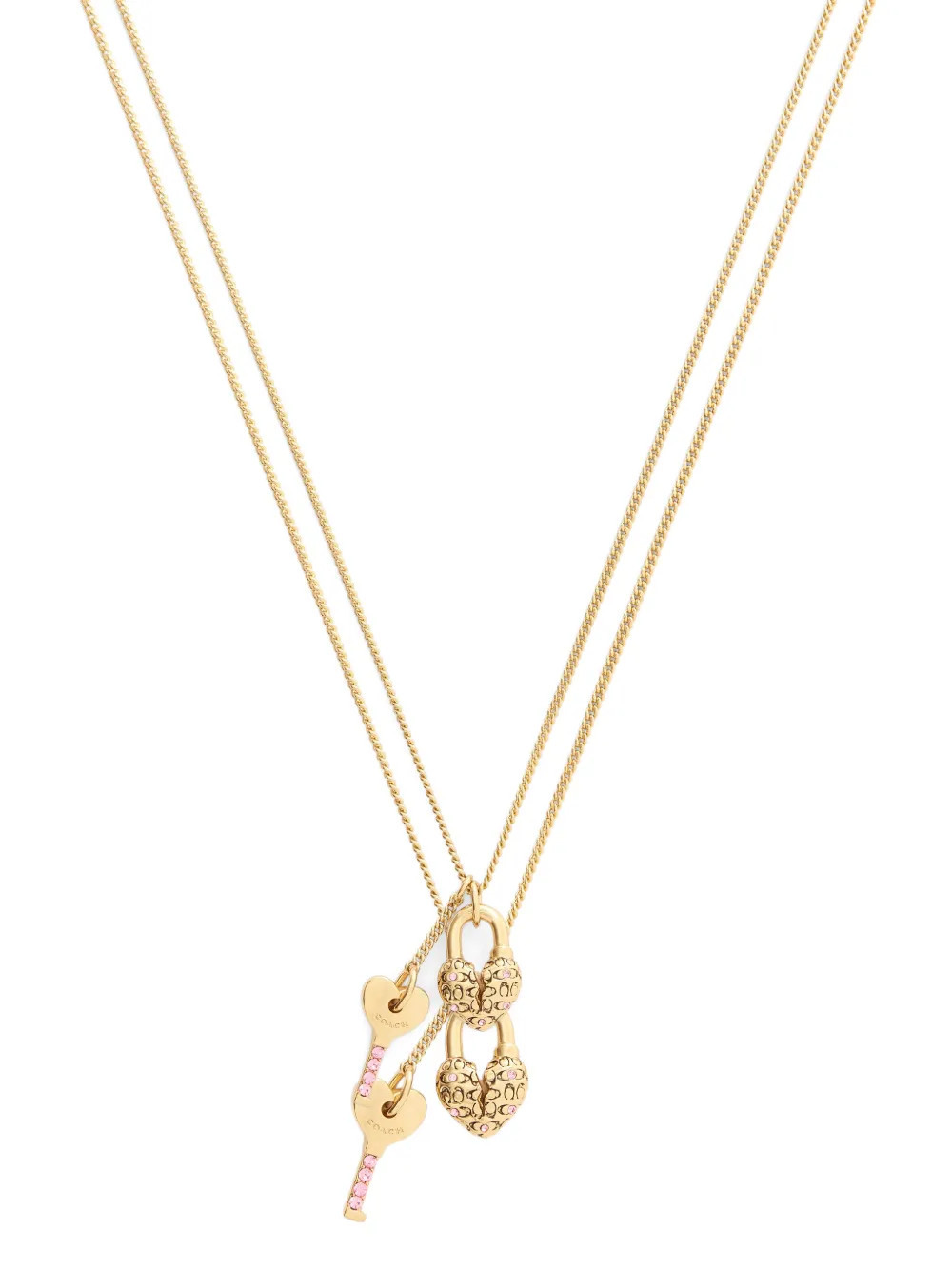 Coach heart-padlock & key pendant necklace - Gold | Farfetch Global