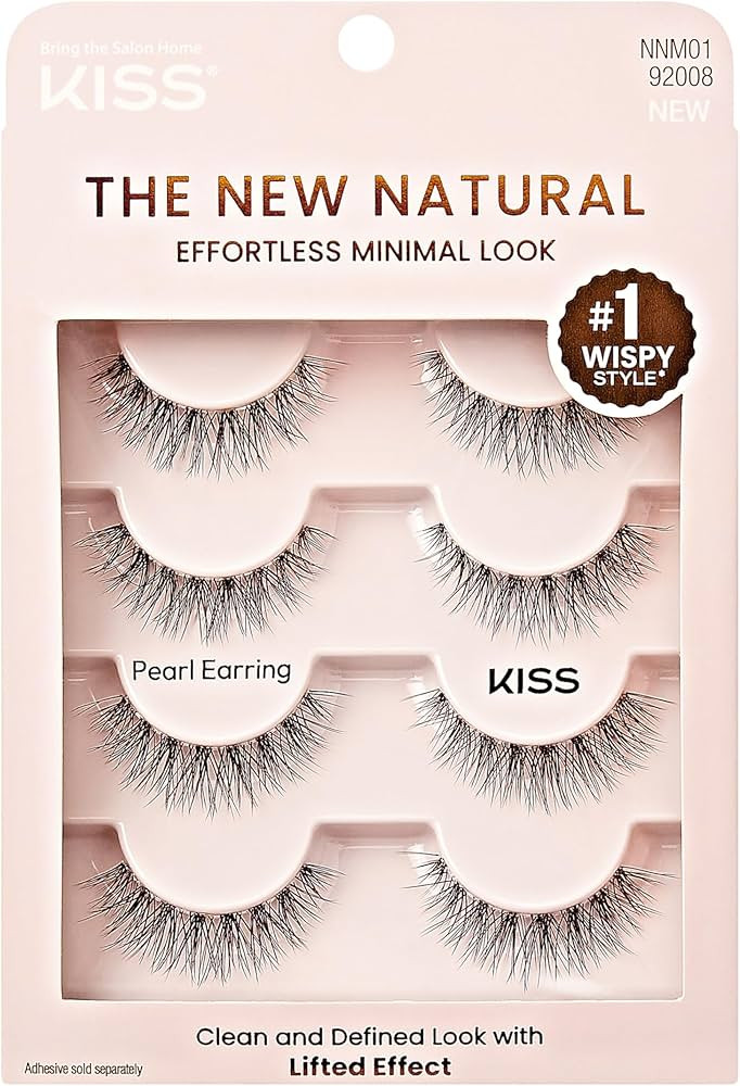 KISS The New Natural, False Eyelashes, Pearl Earring', 12 mm, Includes 4 Pairs Of Lashes, Contact... | Amazon (US)