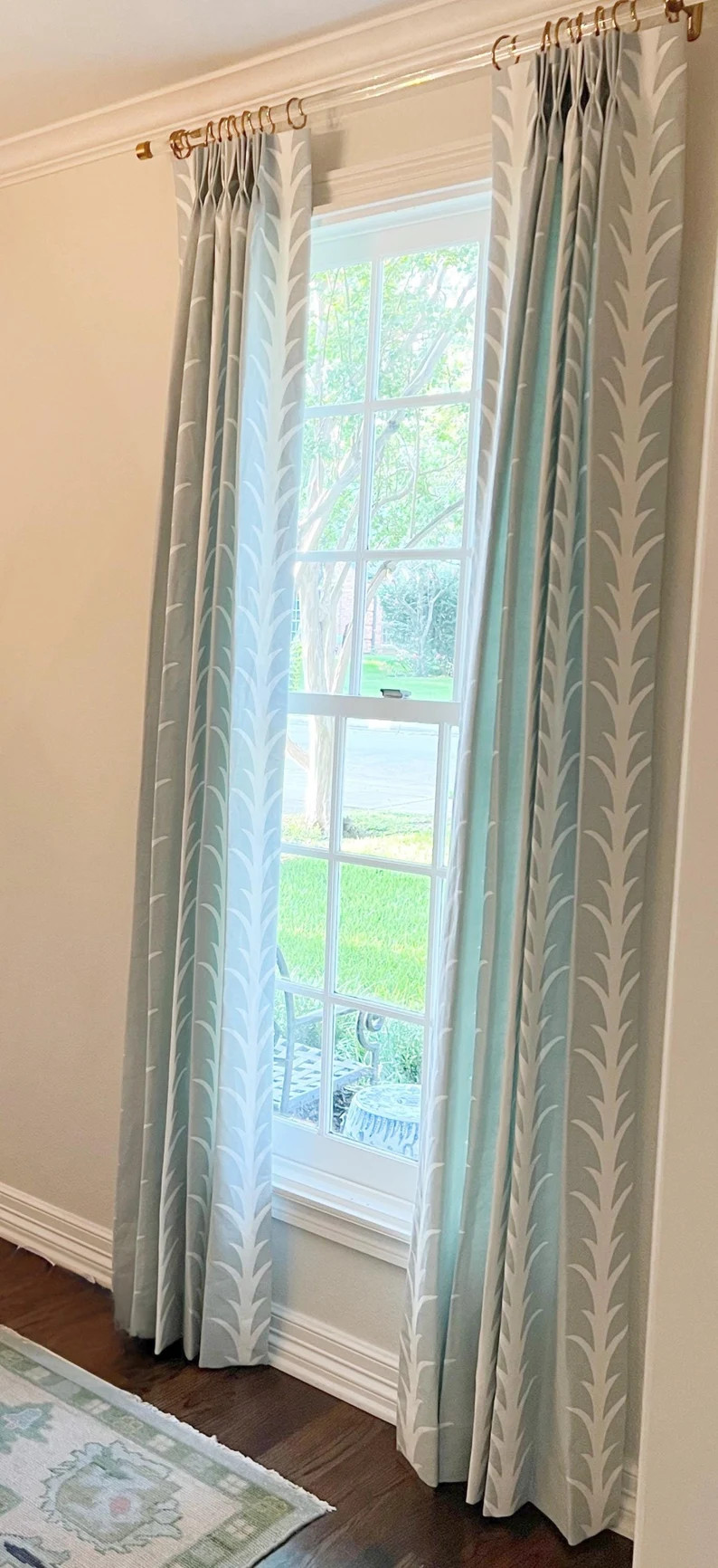 Custom Designer Schumacher Acanthus Stripe Drapes: You Pick the Fabric and Style Lined - Etsy Can... | Etsy (US)