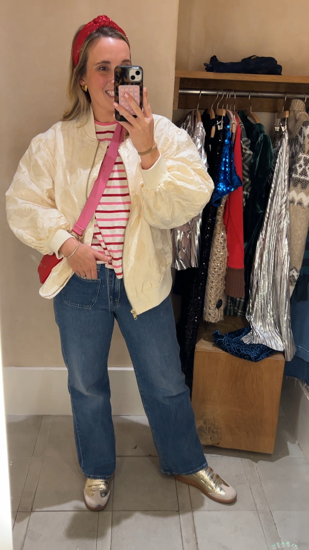 Casual running errand outfit. This bomber jacket is like a brocade but a bit more flexible. It’s gorgeous. Plus a great price! 

#LTKMidsize #LTKFindsUnder50