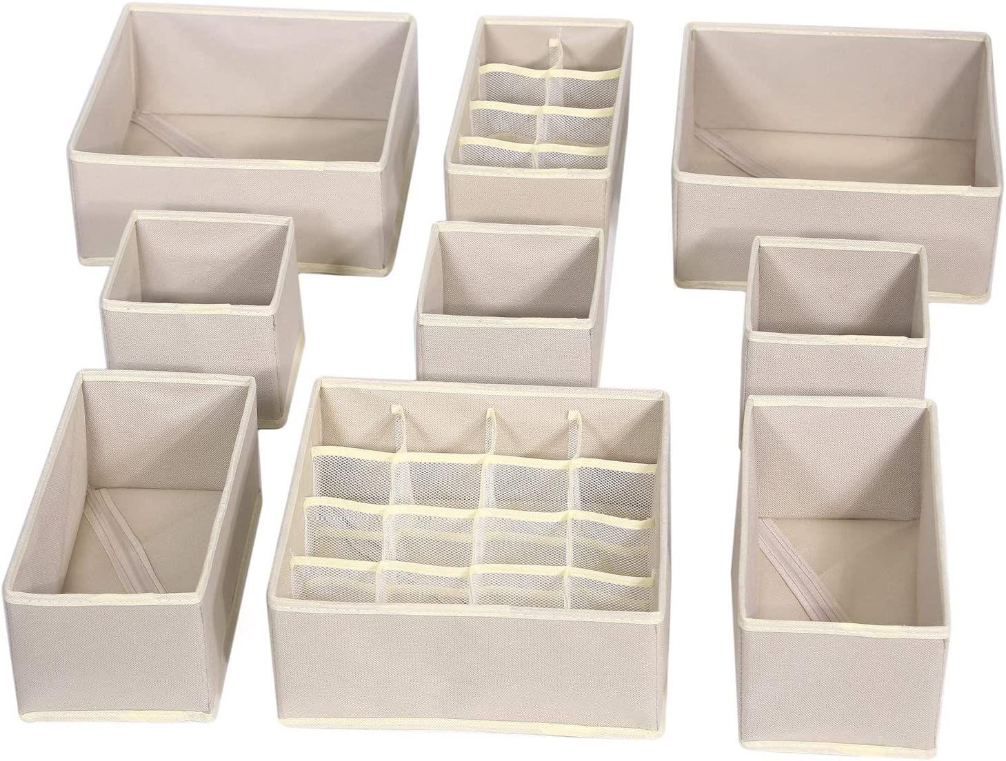 9 Pack Foldable Drawer Organizer Dividers Cloth Storage Box Closet Dresser Organizer Cube Fabric ... | Amazon (US)