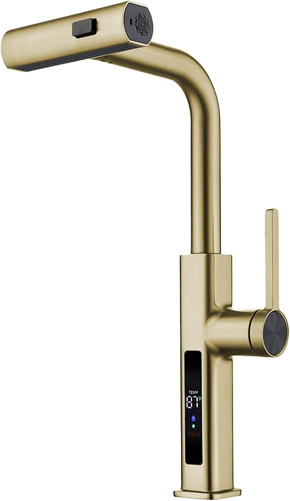 Lefton Pull-Out Waterfall Kitchen Faucet with Temperature Display, Two Water Outlet Modes, Single... | Amazon (US)
