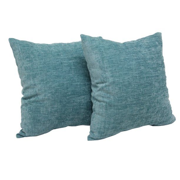 Mainstays Chenille Decorative Square Throw Pillow, 18" x 18", Teal, 2 Pack - Walmart.com | Walmart (US)