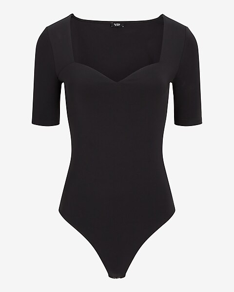 Body Contour Matte Sweetheart Neckline Thong Bodysuit | Express