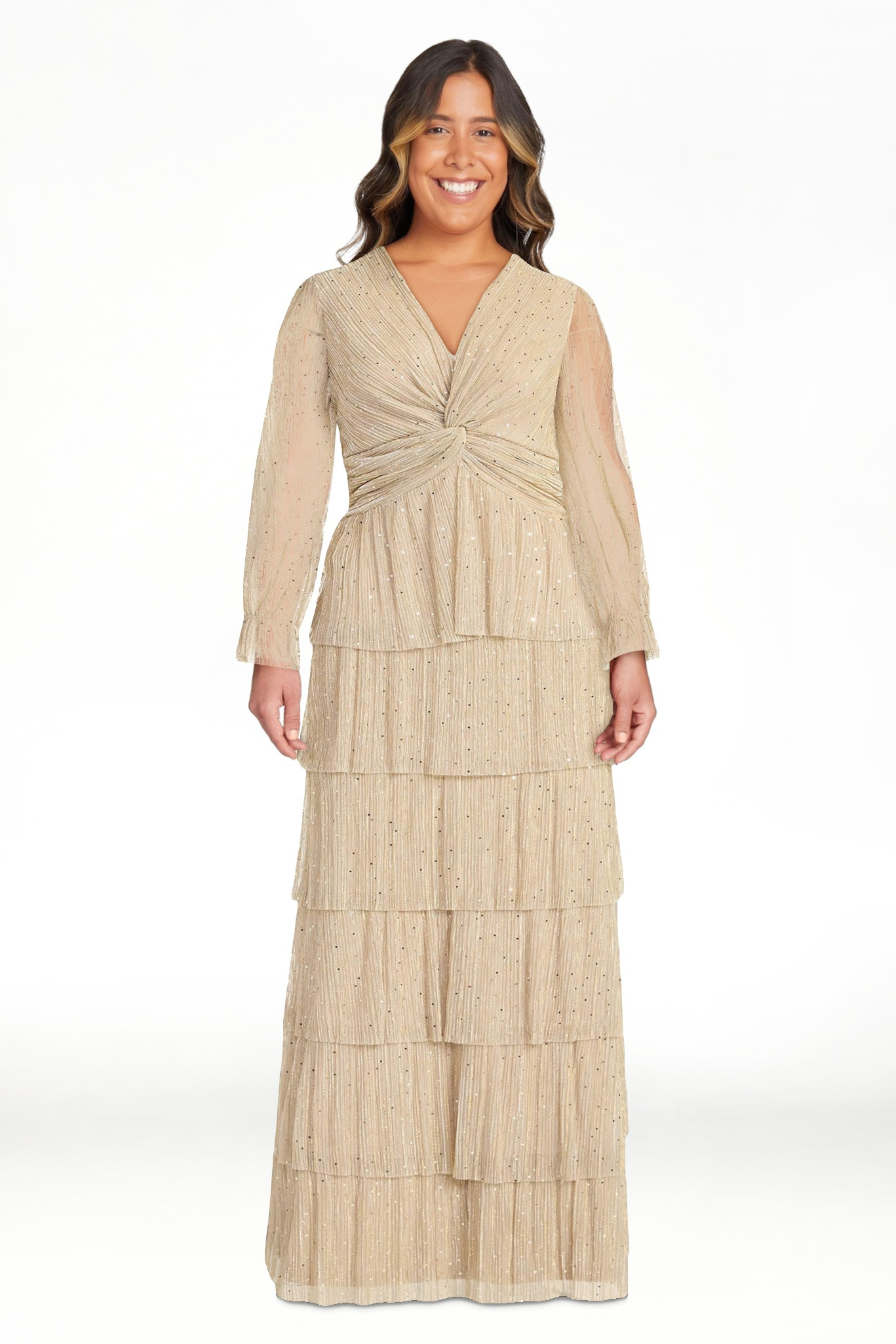 Scoop Women's and Women's Plus Glitter Ruffle Maxi Dress, Sizes XS-4X | Walmart (US)