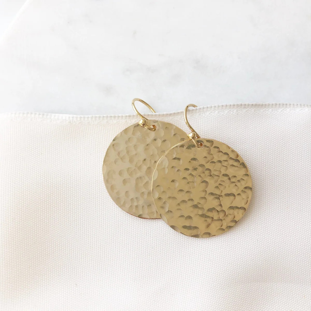 Everyday Gold Silver Lightweight Sparkly Textured Disc Earrings Gift | Sarah Cornwell Jewelry