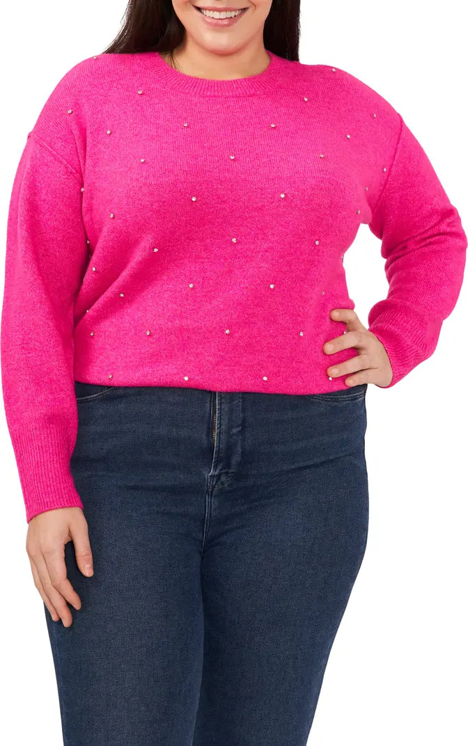 CeCe Rhinestone Embellished Crewneck Sweater | Nordstrom | Nordstrom