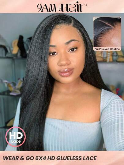 TrueHD 9am Hair Store Wear & Go Glueless HD Lace Front Kinky Straight 180% 8-16 Bob Inch 18-30 In... | SHEIN