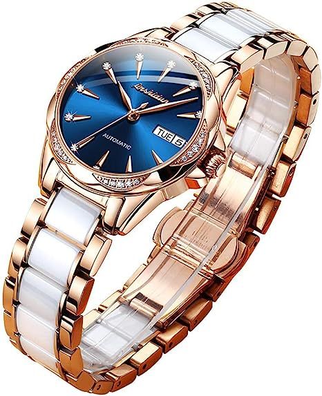 Women's Luxury Automatic Watches, Classy Large Face Mother of Pearl Dial Watches for Women, 50M W... | Amazon (US)