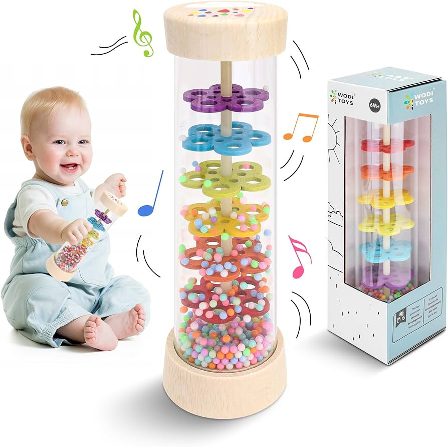 Wooden Baby Rattle Toys, Rain Stick Musical Toy Montessori Toys for Babies 6-12 Months, Baby Ratt... | Amazon (UK)