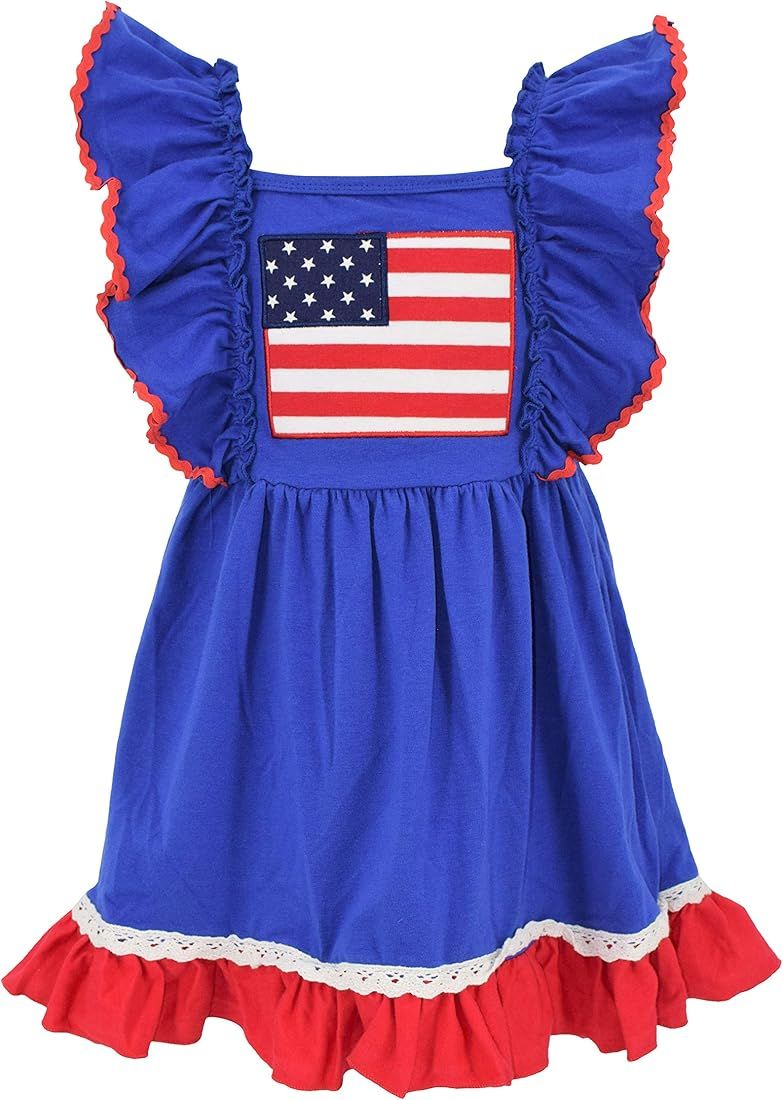 Unique Baby Girls 4th of July Patriotic Boutique American Flag Dress | Amazon (US)