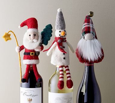 Handmade Holiday Wool Wine Bottle Topper Collection | Pottery Barn (US)