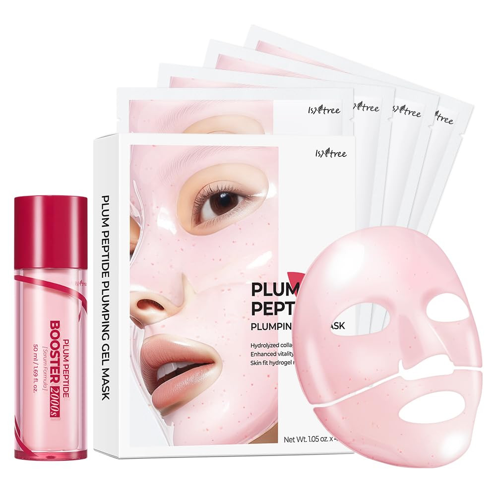 ISNTREE Plum Peptide Booster 2000s 50ml, 1.69 fl oz + Plum Peptide Plumping Gel Mask 30g*4ea | Amazon (US)