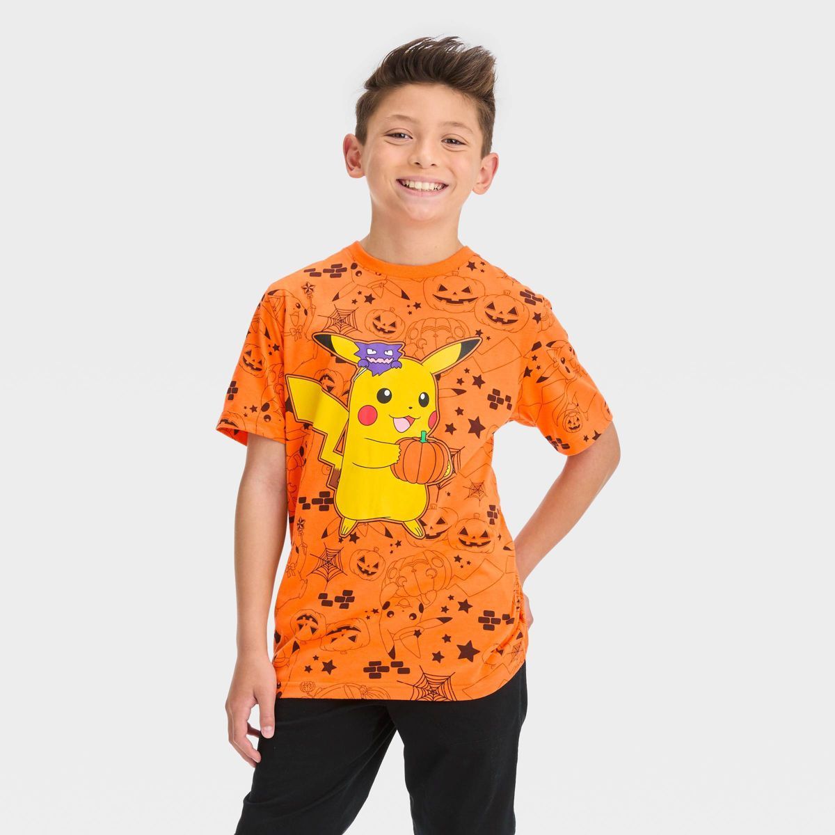 Boys' Pokemon Pikachu Pumpkin Halloween Short Sleeve Graphic T-Shirt - Orange | Target