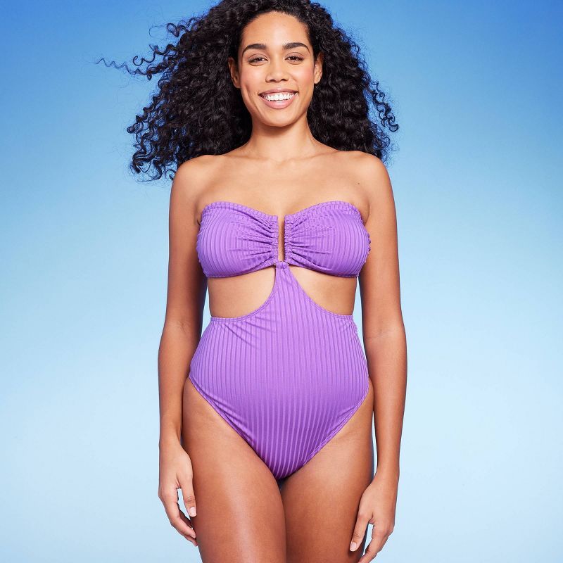 Women's Bandeau Cut Out One Piece Swimsuit - Shade & Shore™ Purple | Target