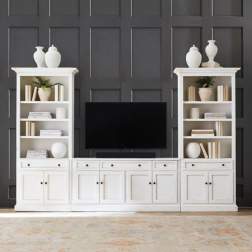 Casa Florentina 3 Piece Media Entertainment Center Console Cabinet with 2 Tall Bookcases &  Drawe... | Ballard Designs, Inc.