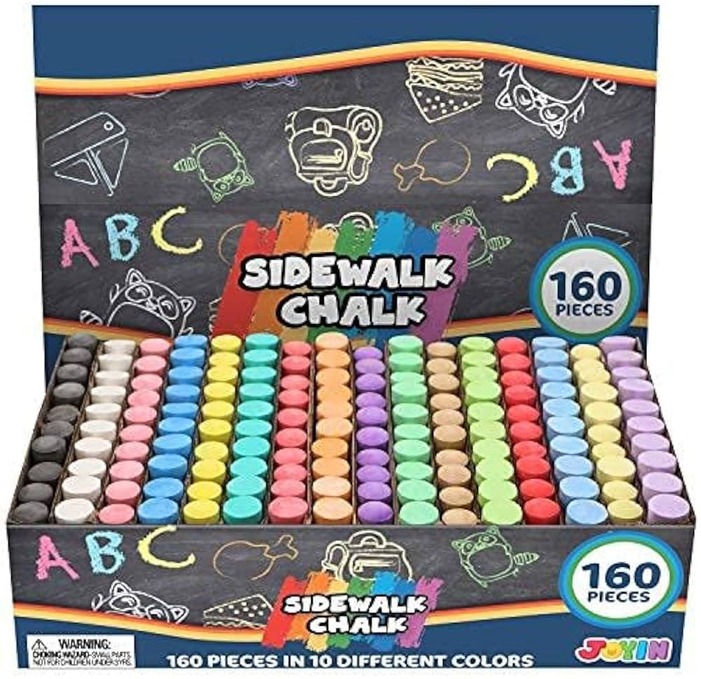 160 PCS Washable Sidewalk Chalks Set Non-Toxic Jumbo Chalk for Outdoor Art Play, Painting on Chal... | Amazon (US)