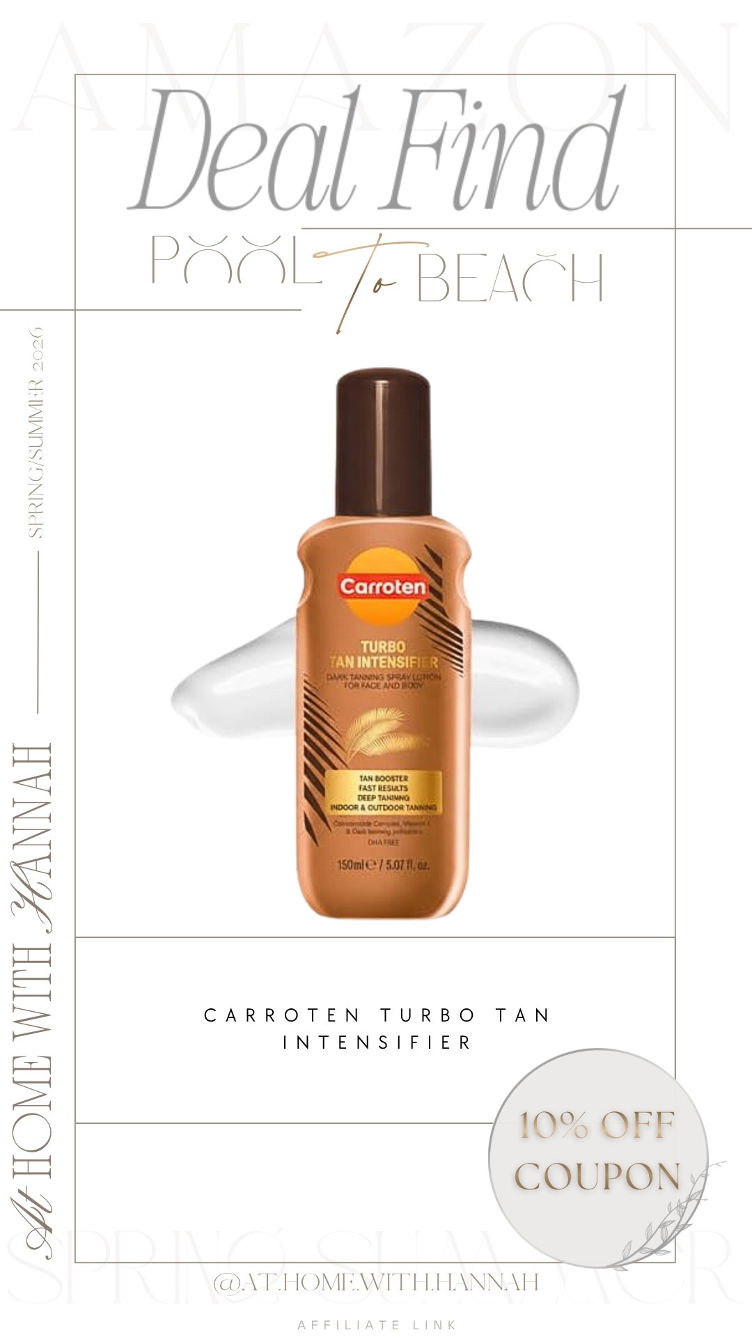 turbo tan intensifier • deep bronze favorite • summer tanning find

✨If you’re trying to get that deep, true summer bronze look, this is such a good find to have on hand. I love products like this for giving that extra bronzed vacation-skin feel and making your whole summer beauty lineup feel more intentional. Definitely one of those pool-to-beach products that makes you want to stock up while the coupon is there.


carroten turbo tan intensifier • tan intensifier • deep bronze favorite • summer tanning product • bronzed vacation skin • pool to beach beauty • tanning accelerator • glowy summer skin • summer beauty deal • amazon tanning find
#tanintensifier #summerbeautyfinds #bronzedskin #vacationbeauty #pooltobeach

#LTKSaleAlert #LTKSeasonal #LTKSwim